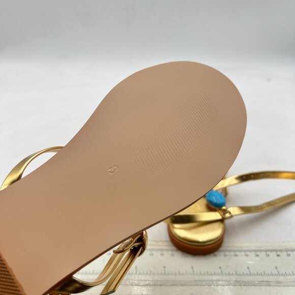 miss left Gold Chic Jewelled T-Strap Flat Gladiator Sandal Open Toe Buckled Shoe - Picture 5 of 7